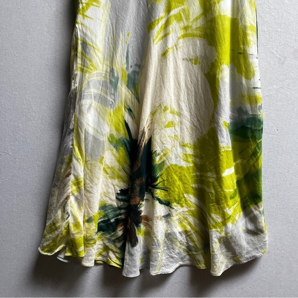 Steilmann silk cotton Elegant Green and White Women's Midi Dress Sz 12 - Picture 5 of 15